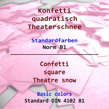 Produktbild von König Konzept. Foto von rosafarbenen quadratischen kleinen Konfetti, die in verschiedenen Standardfarben als Theaterschnee eingesetzt werden können.